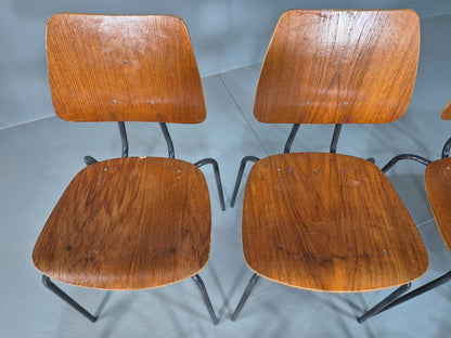 8 Vintage Danish Stacking Chairs Teak Plywood Steel Frame 1960 Retro EB8374 MSTA