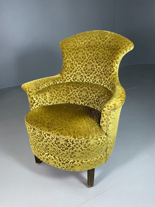 EB6652 Vintage Danish Lounge Chair Gold Moquette Mid Century Antique Style MNOR