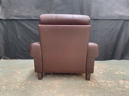 EB1748 Danish Brown Leather & Vinyl Lounge Chair from smoking household VLEA