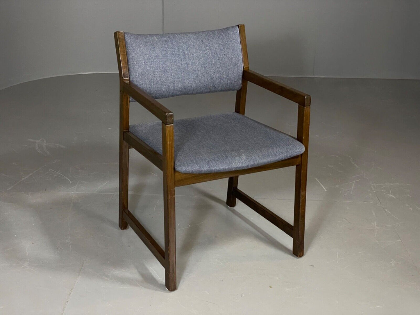 EB6151 Vintage Elbow Chair by Slagelse Oak Blue Cotton Danish Lounge MDIN