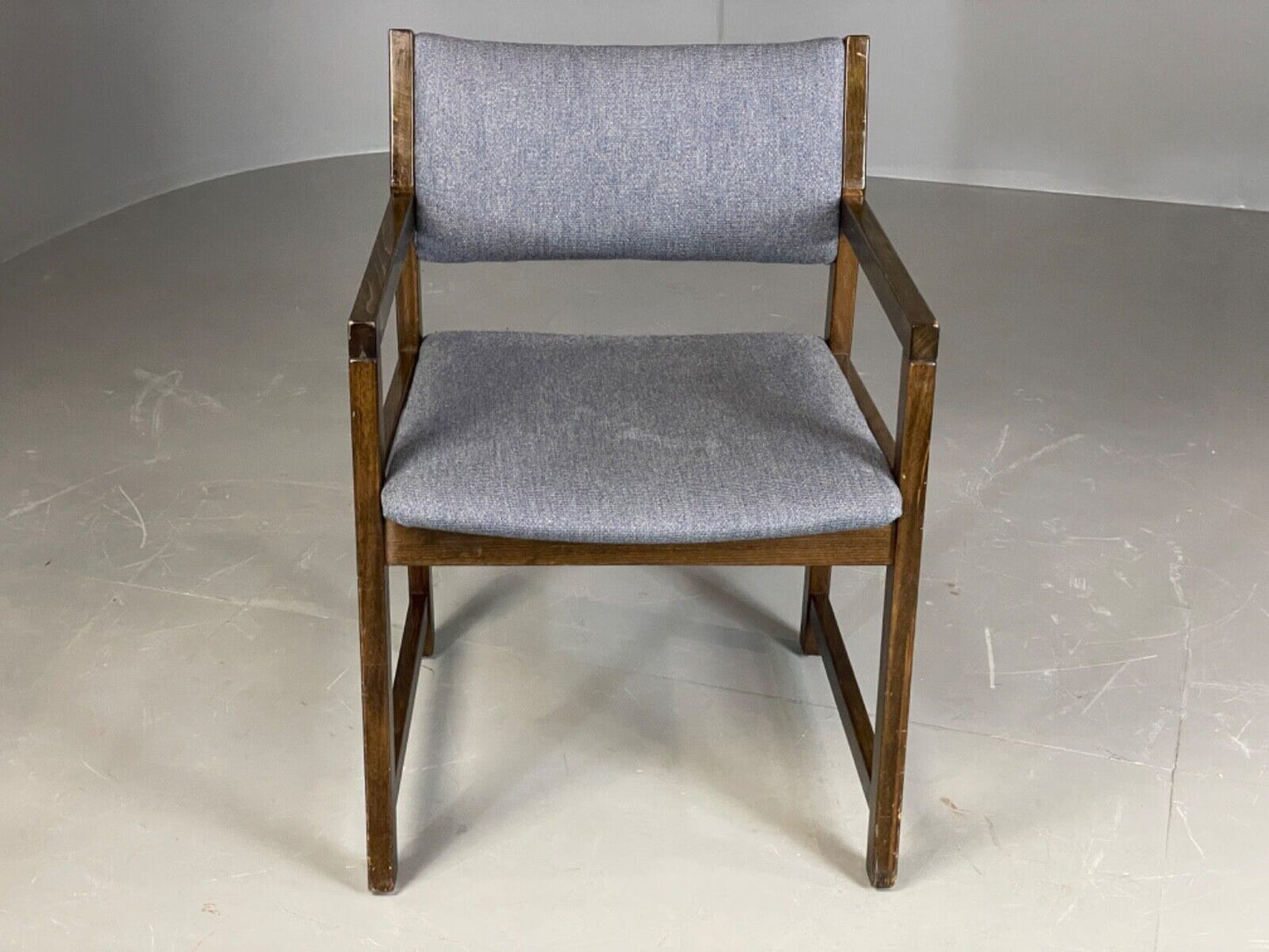 EB6155 Vintage Elbow Chair by Slagelse Oak Blue Cotton Danish Lounge MDIN