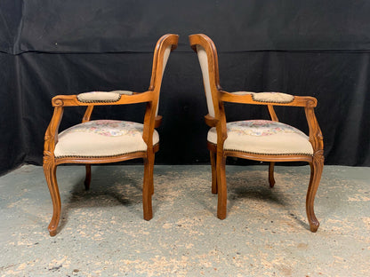 EB1971 2 Danish Beech & Fabric Chairs Vintage Lounge French Antique Style VCAR