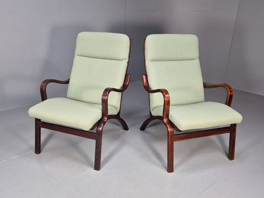 Pair Of Vintage Danish Stouby Mint Green Bentwood Armchairs EB8521 MBEN