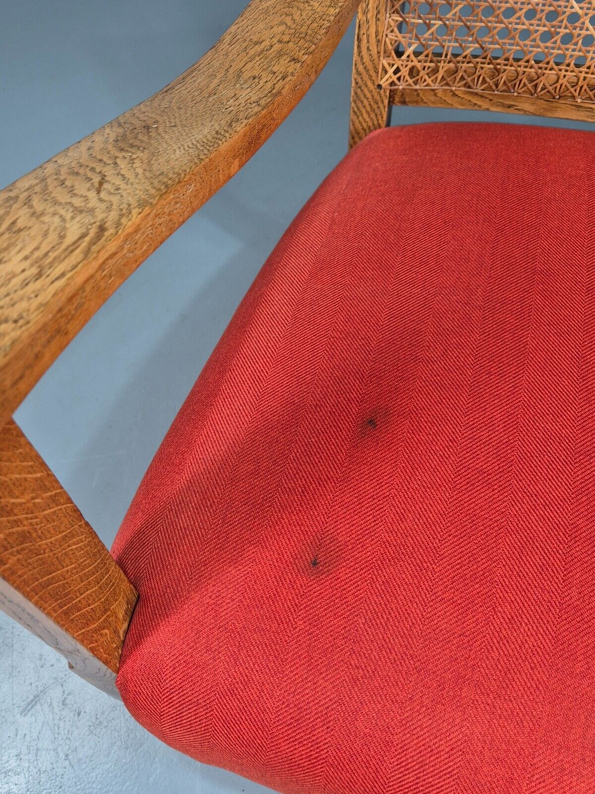 Vintage Lounge Chair Red Upholstery Bergere Back Edwardian Antique EB7825 VBER