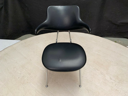 EB2552 Danish Chromed Steel & Black Vinyl Chair Mid-Century Modern MDIN