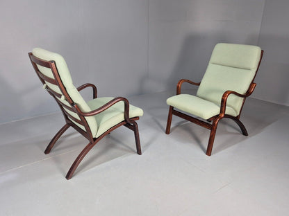 Pair Of Vintage Danish Stouby Mint Green Bentwood Armchairs EB8521 MBEN