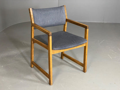 EB6146 Vintage Elbow Chair by Slagelse Oak Blue Cotton Danish Lounge MDIN