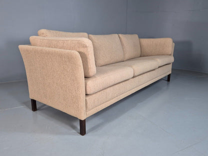 Vintage Danish 3 Seat Sofa Oatmeal Wool Mogens Hansen 1970s Retro EB7614 M3SS