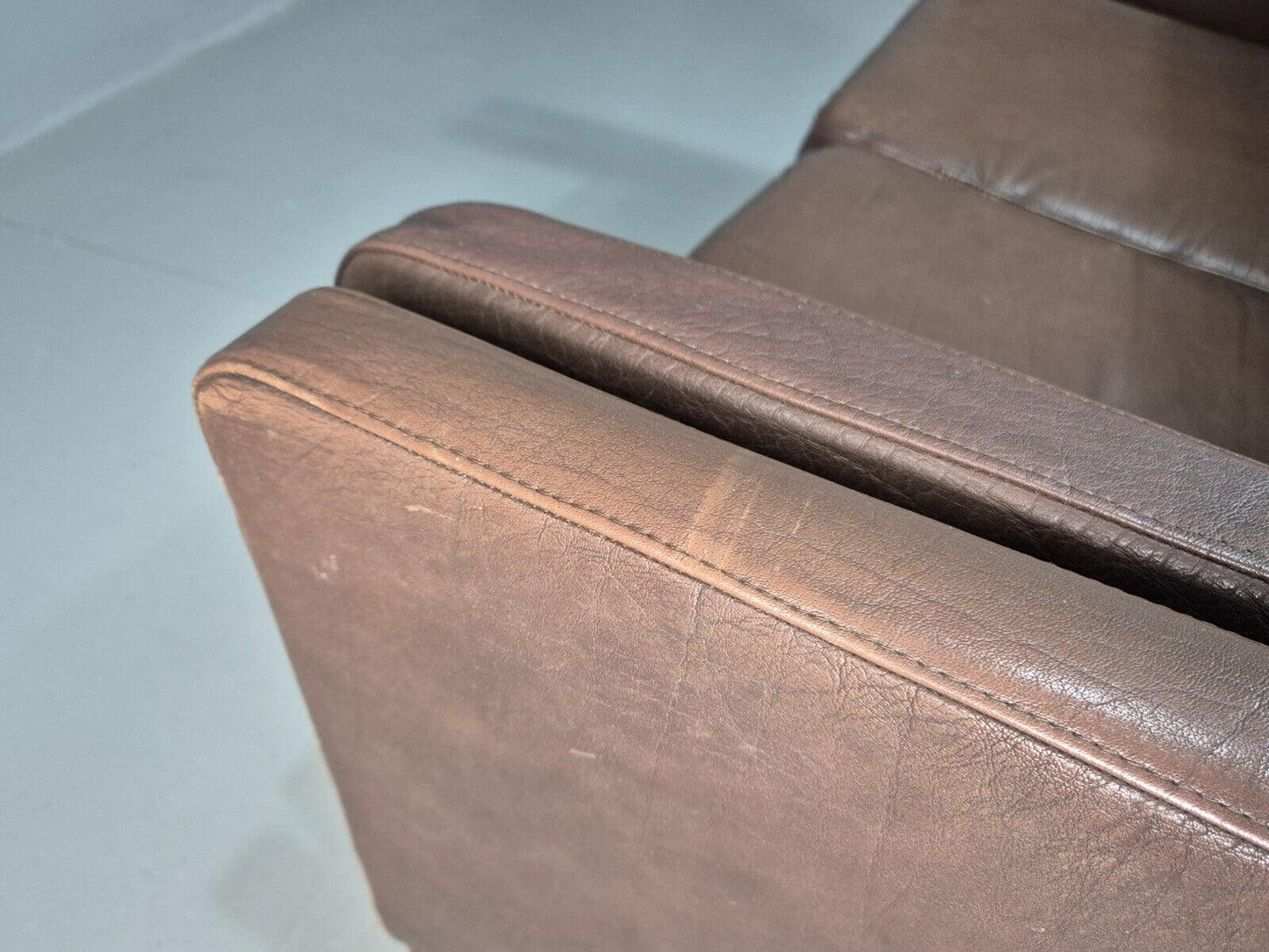 Vintage Danish 2 Seat Sofa Brown Leather Mogensen Style 1970s Retro EB7648 M2SS