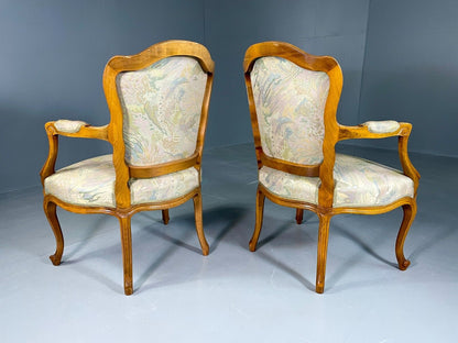 EB6428 2 Vintage Danish Louis XV Style Fauteuils Open Armchairs Retro VCLO