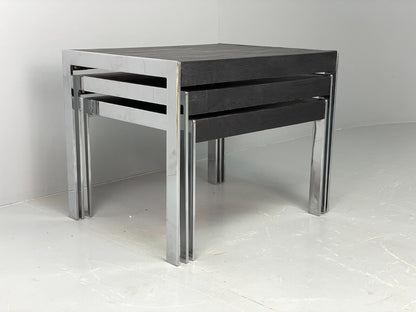 EB7135 Contemporary Nest Of Tables In Black Painted Ash and Chrome MWOO