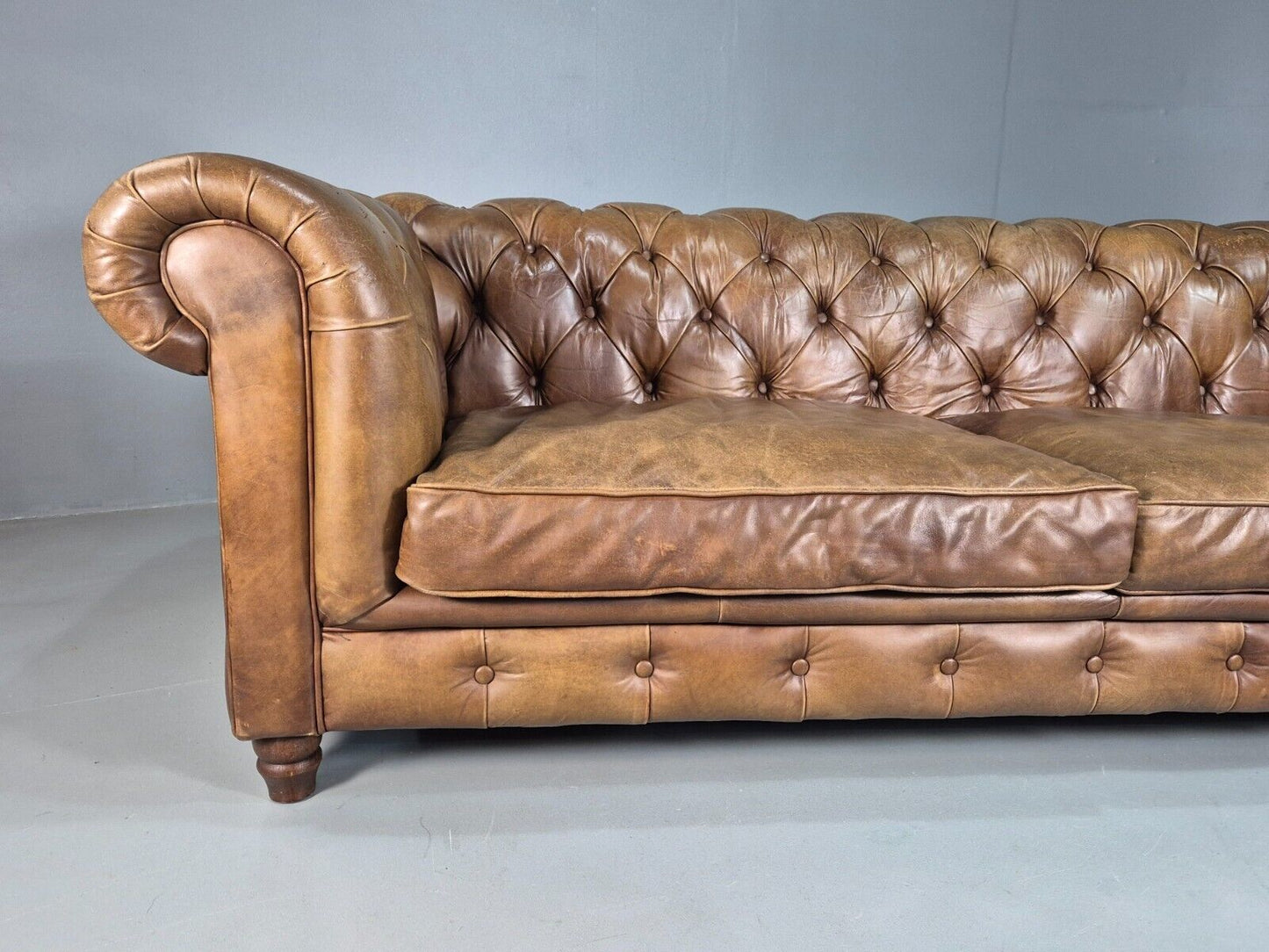 Vintage Chesterfield Brown Leather 4 Seat John Lewis  EB8383 VCHE