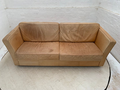 EB3355 Danish Skalma Tan Leather Two to Three Seat Sofa Mid-Century Modern M3SS