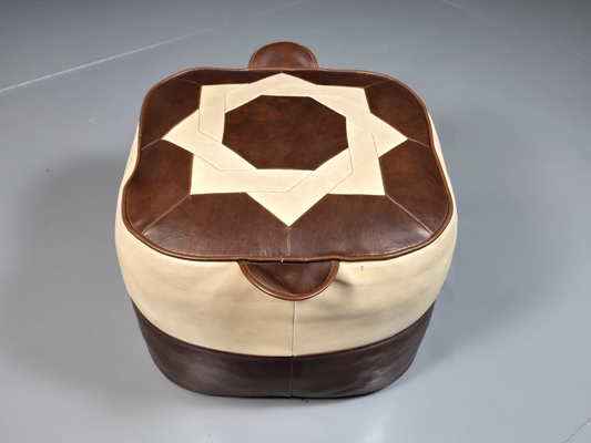 EB7125 Vintage Sherbourne Foofstool Pouffe Brown and Cream Retro Vintage MFOO