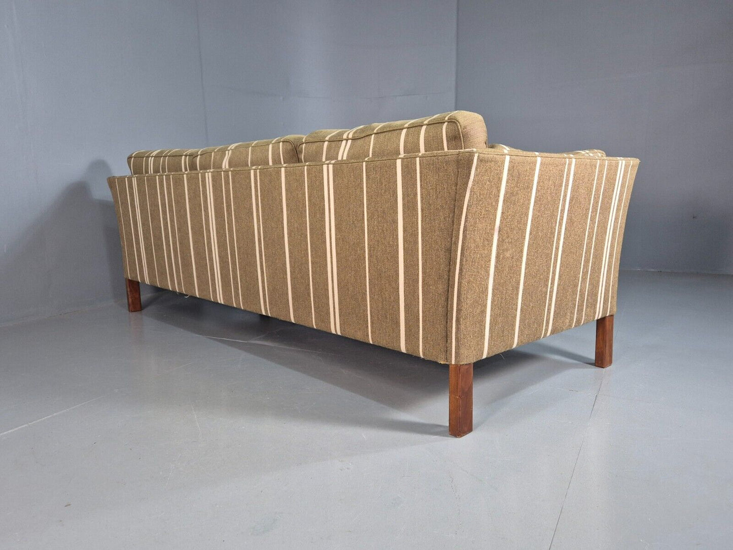 Vintage Danish 3 Seat Sofa Green Cream Wool 1970s Retro MCM EB8356 M3SS