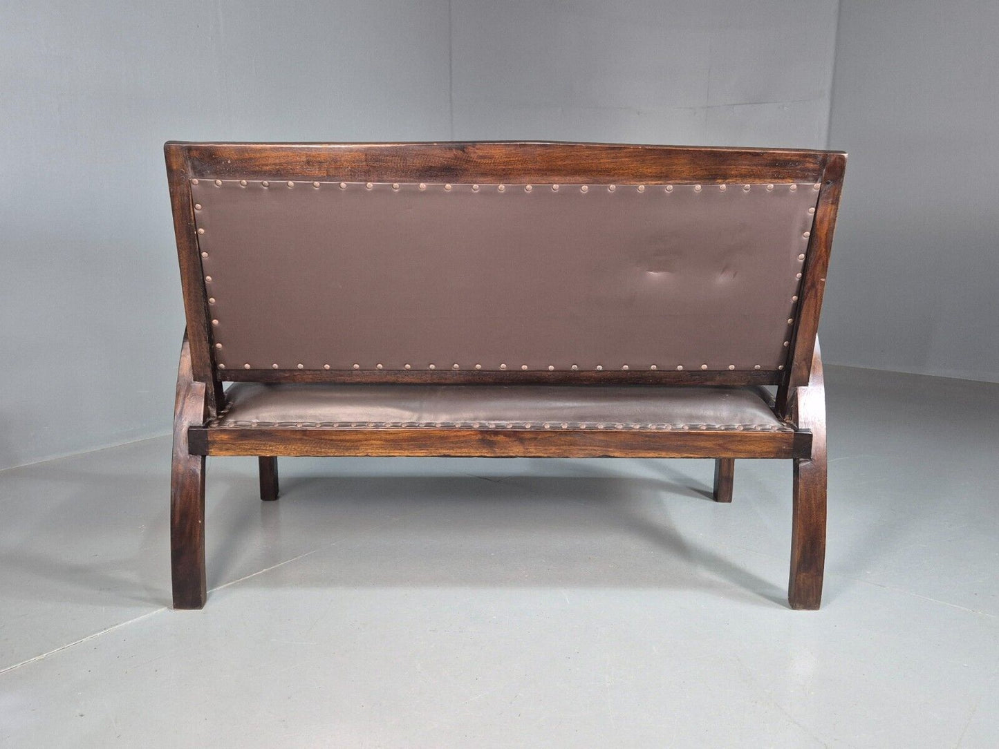 Vintage Danish Art Deco Style Leather Mahogany 2 Seat Sofa EB8045 V2SS