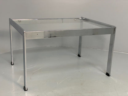 Vintage Small Chrome And Glass Rectangular Coffee Table EB7844 MWOO