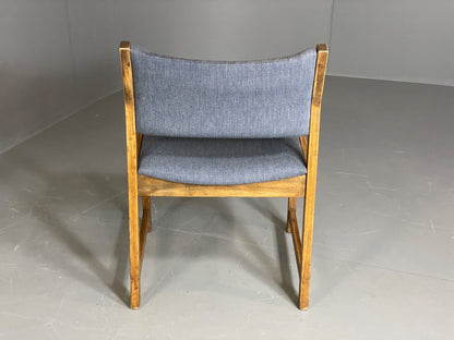 EB6148 Vintage Elbow Chair by Slagelse Oak Blue Cotton Danish Lounge MDIN