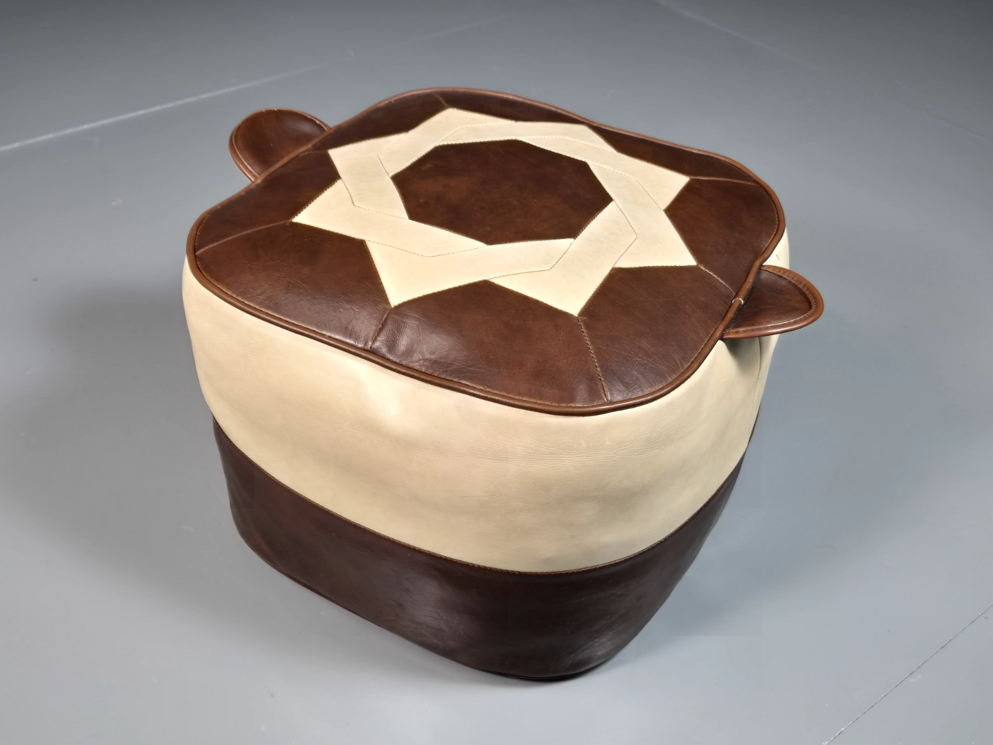 EB7125 Vintage Sherbourne Foofstool Pouffe Brown and Cream Retro Vintage MFOO