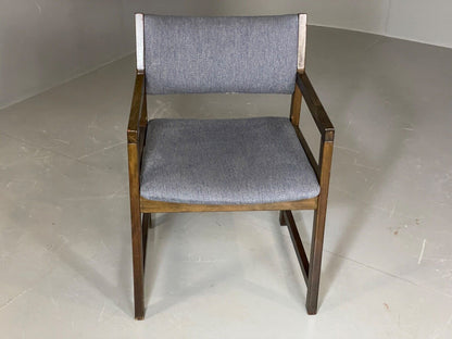 EB6152 Vintage Elbow Chair by Slagelse Oak Blue Cotton Danish Lounge MDIN