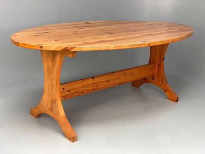 EB6854 Vintage Oval Pine Dining Table 1980s Retro Seats 8 MWOO