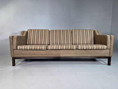 Vintage Danish 3 Seat Sofa Khaki Wool Upholstery Mogensen Retro MCM EB7266 M3SS