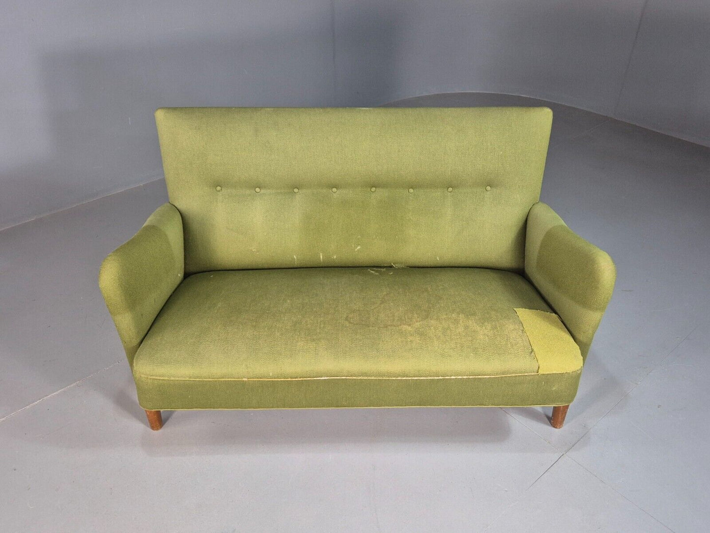 Vintage Danish 2 Seat Sofa Green Fritz Hansen 2 Seat 1950s MCM Retro EB8219 M2SS