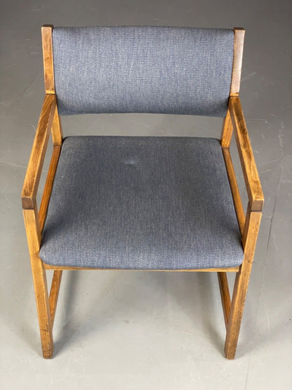 EB6160 Vintage Elbow Chair by Slagelse Oak Blue Cotton Danish Lounge MDIN