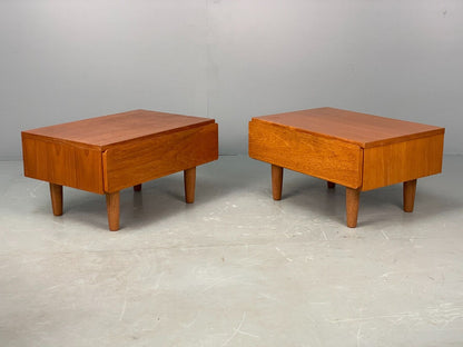 Vintage Teak Low Bedside Table Pair By Beaver & Tapley Retro 1980s EB7835 MWOO