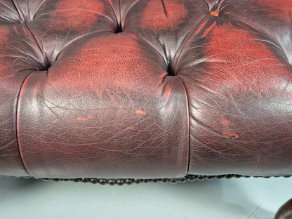 Vintage Footstool Oxblood Leather Chesterfield Style Antique Style EB8186 VCHE