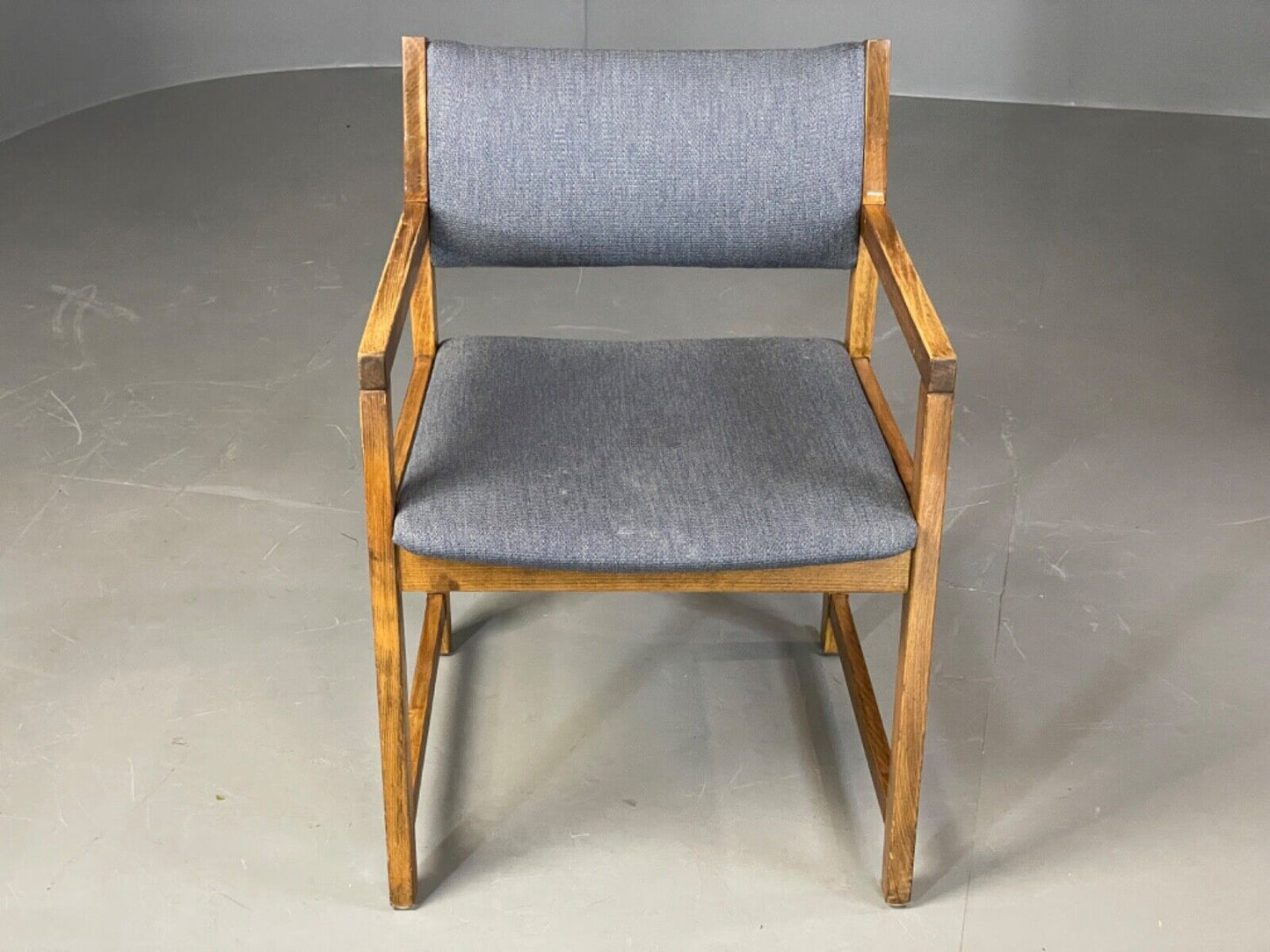 EB6156 Vintage Elbow Chair by Slagelse Oak Blue Cotton Danish Lounge MDIN