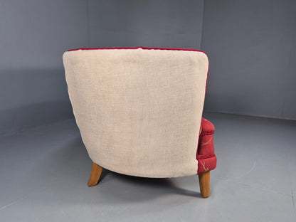 Vintage Danish Banana sofa Red and Cream Shell back Deco 1930s Retro EB8297 V2SS