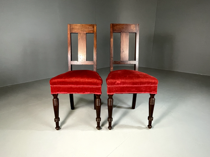 EB6328 2 Vintage Danish Dining Chairs Pine Beech Red Antique 1920s VDIN