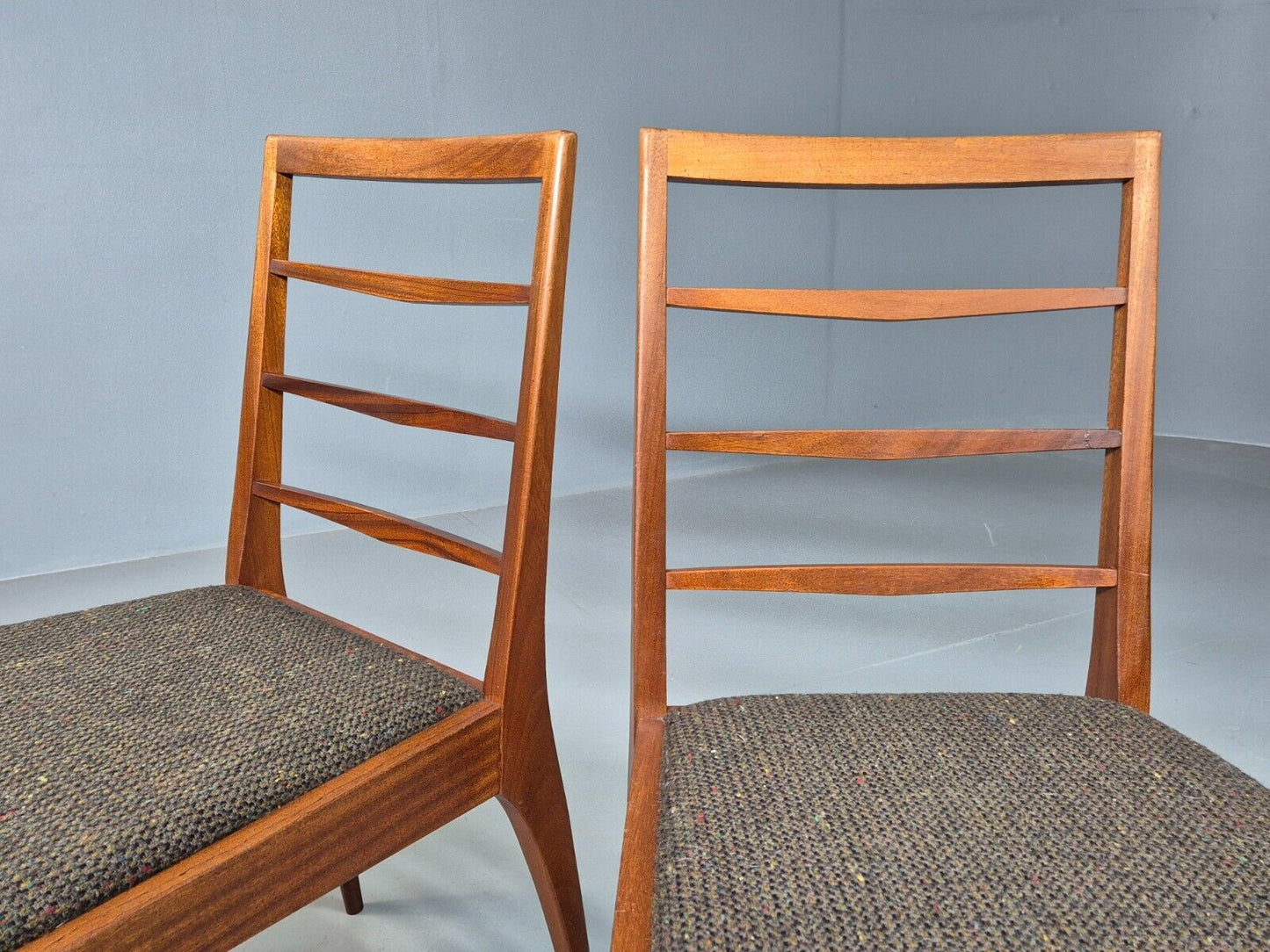 2 Vintage Dining Chairs Green Seats Teak Mcintosh 1960s Retro MCM EB8434 MDIN