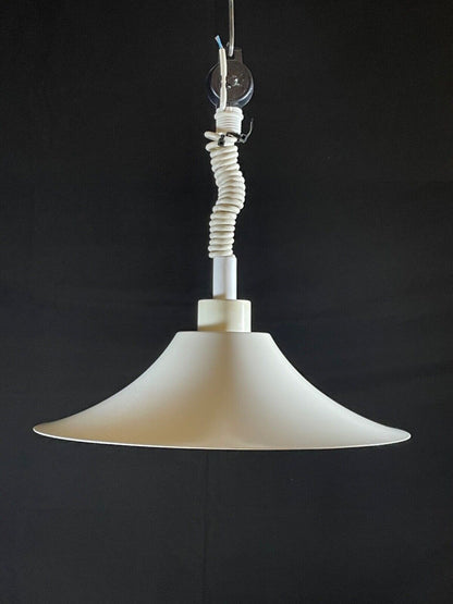 EB5087 Danish Mid Century White Aluminium Pleated Light Pendent, MCM Retro  LCLW