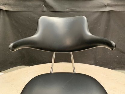 EB2552 Danish Chromed Steel & Black Vinyl Chair Mid-Century Modern MDIN