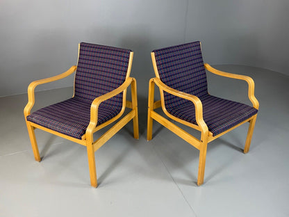 EB5066  Vintage Danish bentwood lounge chairs, Aalto Style, Farstrup. Retro MBEN