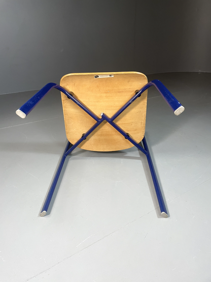 EB6339 Vintage Danish Stacking Chair Bent Ply Steel Retro Industrial 1980s MSTA