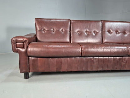 Vintage Danish 3 Seat Sofa Brown Leather 1970s Retro MCM EB7618 M3SS