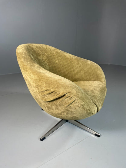 EB6410 Vintage Danish Swivel Bucket Chair Gold Velour Upholstery Retro MCM MSWI