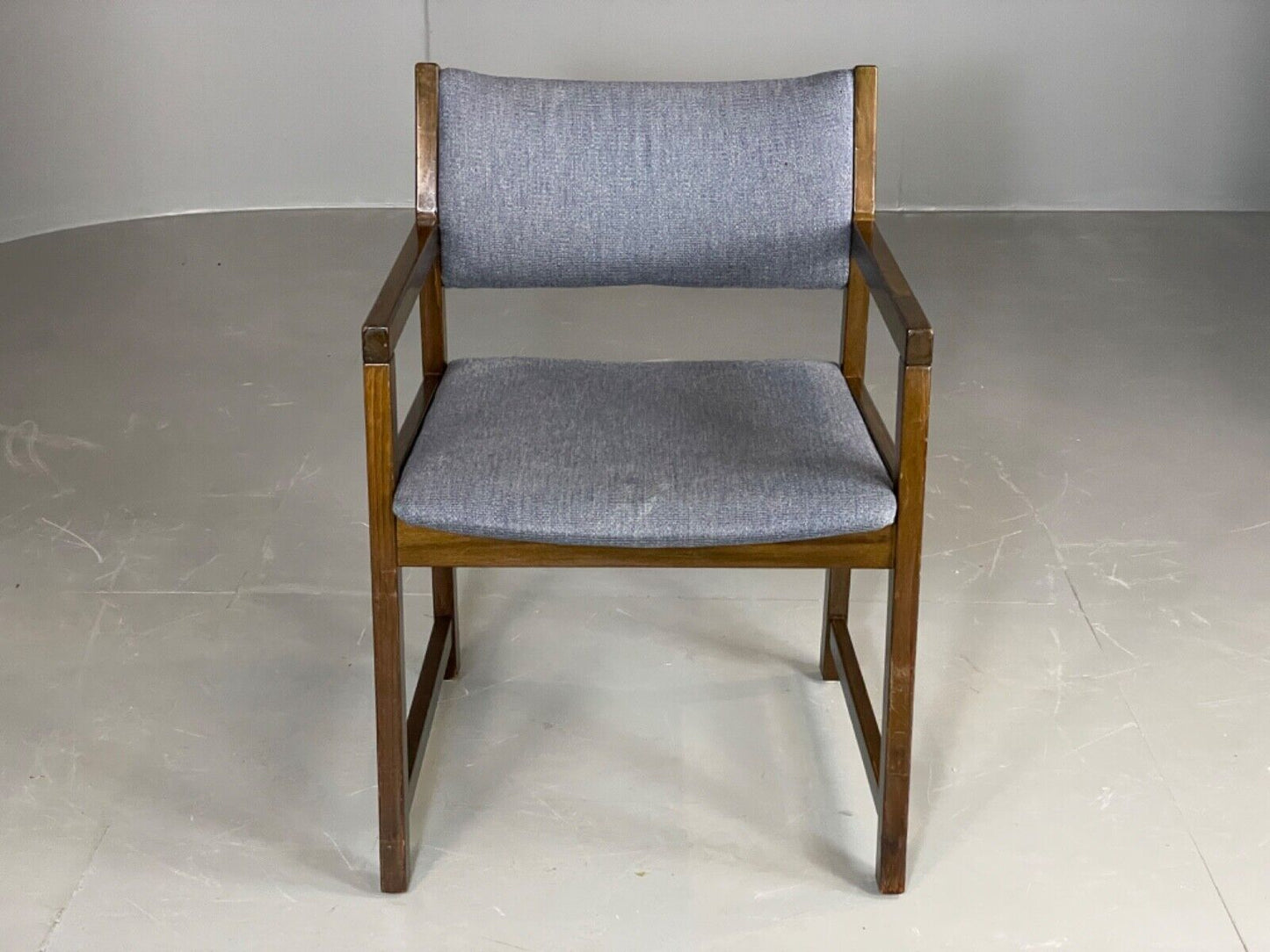 EB6151 Vintage Elbow Chair by Slagelse Oak Blue Cotton Danish Lounge MDIN