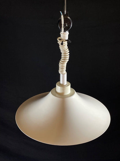 EB5087 Danish Mid Century White Aluminium Pleated Light Pendent, MCM Retro  LCLW