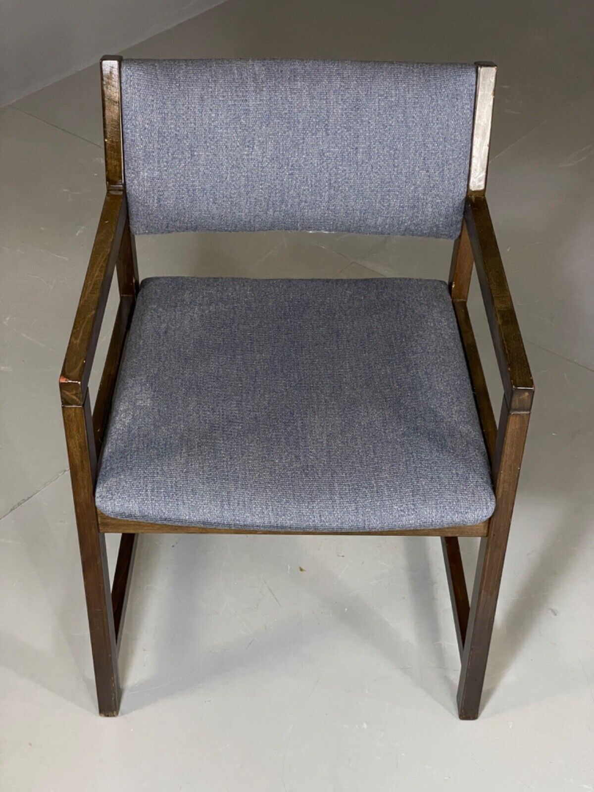 EB6152 Vintage Elbow Chair by Slagelse Oak Blue Cotton Danish Lounge MDIN