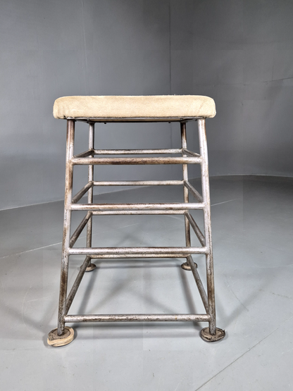 Vintage Gym Equipment, High Pommel Stool, Steel and Suede, Mid 20thC EB7376 MFOO