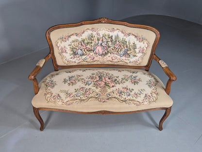 Vintage Danish 2 Seat Open Arm Sofa French Regency Style Embroidery EB8074 V2SS