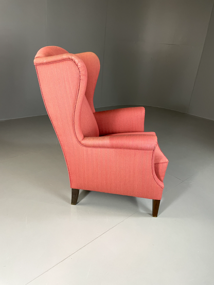 EB5685 Vintage Danish Mid Century Wingback Armchair, 1950s, Pink, Retro VCLO