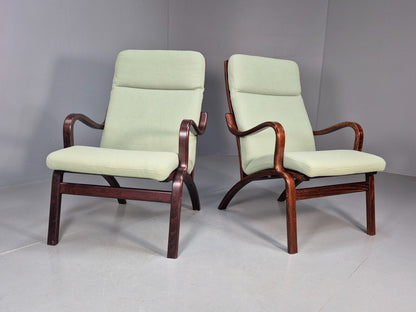 Pair Of Vintage Danish Stouby Mint Green Bentwood Armchairs EB8521 MBEN