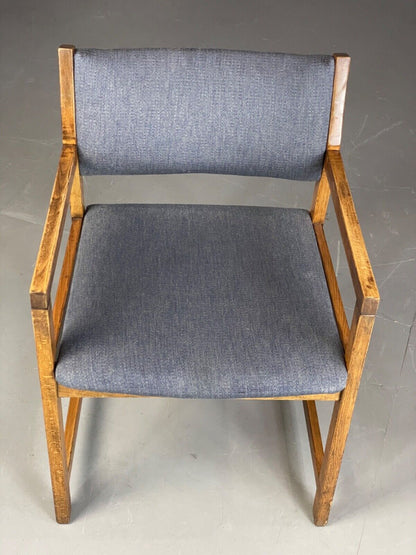 EB6159 Vintage Elbow Chair by Slagelse Oak Blue Cotton Danish Lounge MDIN