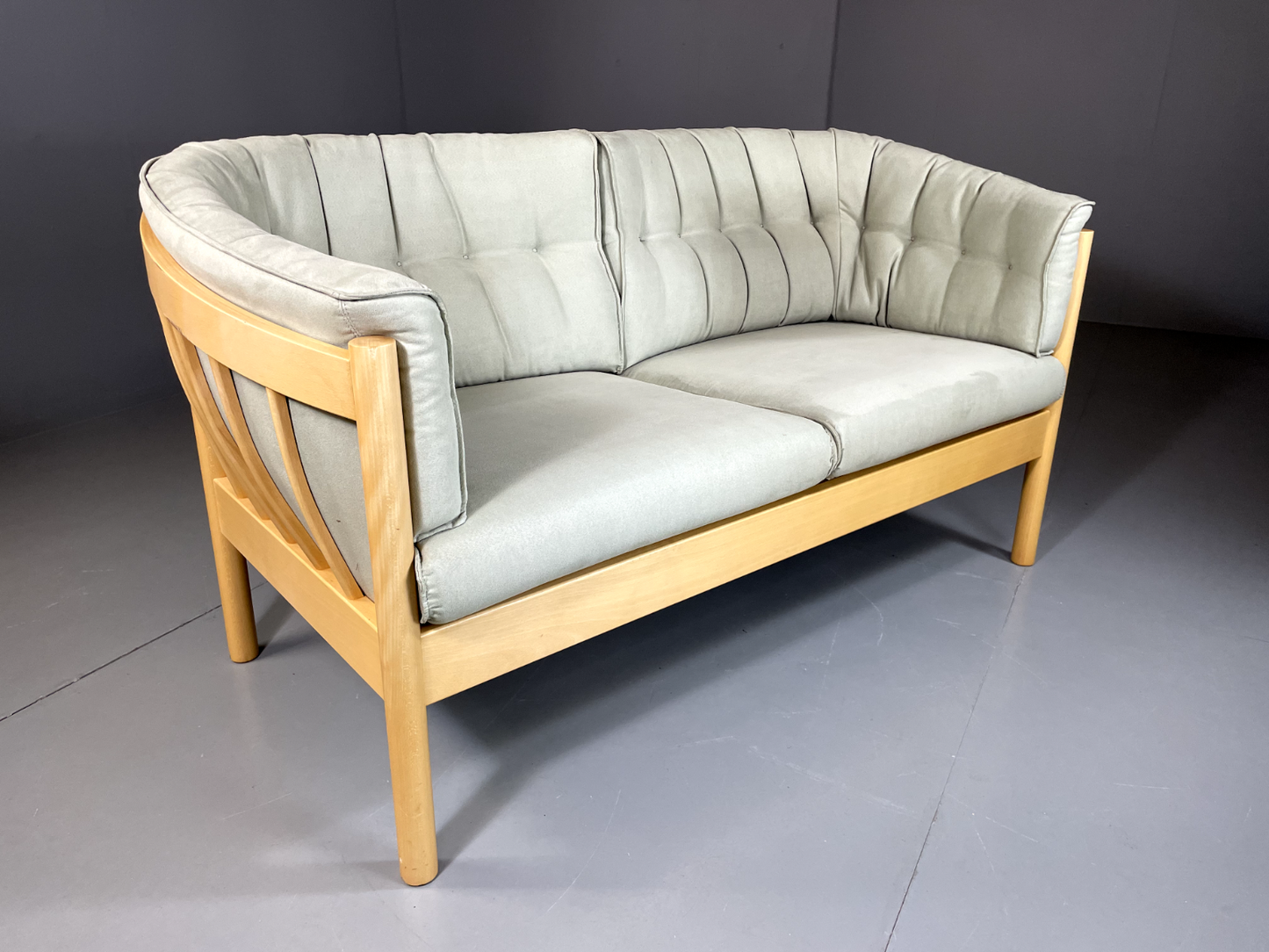 EB5400 Vintage Danish Wood and Wool Two Seat Sofa, Retro Nielaus and Jeki M2SS