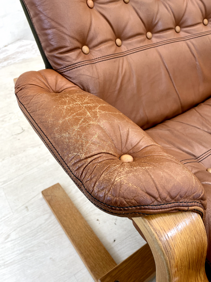 EB4391 Vintage Danish Leather Lounge Chair, Bentwood Frame, Retro, MCM MBEN